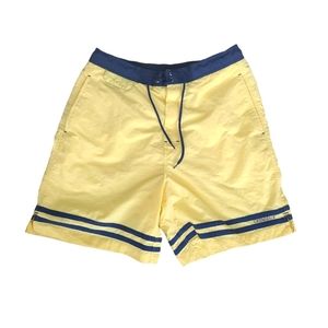 Cremieux men's yellow Swimming trunk shorts mesh lined sz medium
